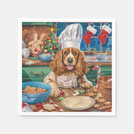 Engelse Cocker Spaniel Vakantie Bakken: Kerstmis Servet (Voorkant)