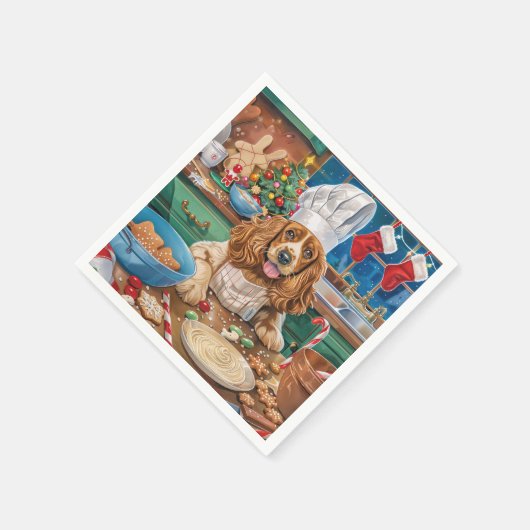 Engelse Cocker Spaniel Vakantie Bakken: Kerstmis Servet (Hoek)