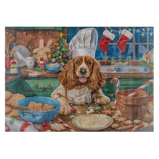 Engelse Cocker Spaniel Vakantie Bakken: Kerstmis Snijplank (Voorkant)