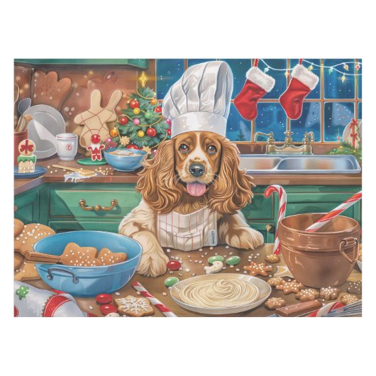 Engelse Cocker Spaniel Vakantie Bakken: Kerstmis Tafelkleed (Voorkant (Horizontaal))