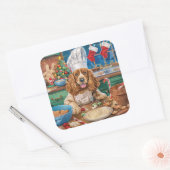 Engelse Cocker Spaniel Vakantie Bakken: Kerstmis Vierkante Sticker (Envelop)