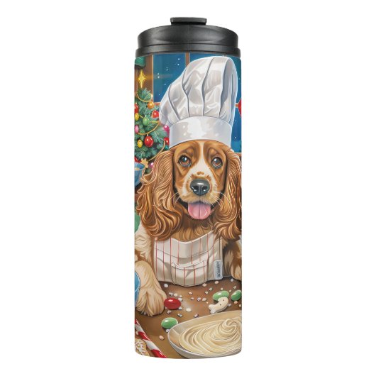 Engelse Cocker Spaniel Vakantiebakkerij: Kerstmis Thermosbeker (Voorkant)