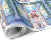 Engelse Cocker Spaniel Verpleegsterspost Kerstmanh Cadeaupapier (Rol Hoek)