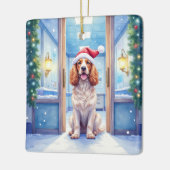 Engelse Cocker Spaniel Verpleegsterspost Kerstmann Keramisch Ornament (Links)