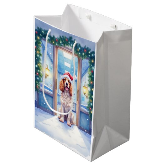 Engelse Cocker Spaniel Verpleegsterspost Kerstmann Medium Cadeauzakje (Voorkant Gekanteld)