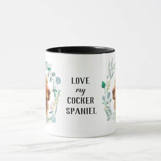 Engelse Cocker Spaniel Wreath Coffee Mok (Midden)