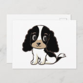 engelse cocker spaniel zwart wit en tan cartoon briefkaart (Voorkant / Achterkant)
