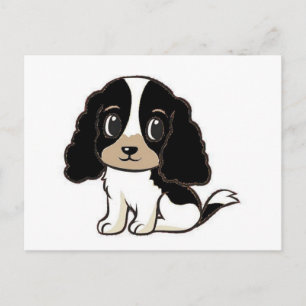 engelse cocker spaniel zwart wit en tan cartoon briefkaart