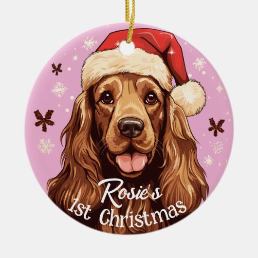 Engelse Cocker Spaniel's Eerste Kerstmis Keramisch Ornament (Voorkant)