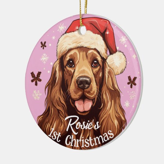 Engelse Cocker Spaniel's Eerste Kerstmis Keramisch Ornament (Links)