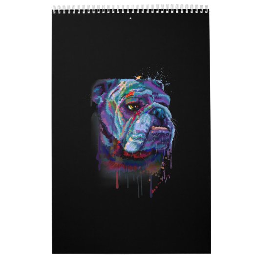 Engelse Colorful Bulldog Gift A English Bulldog Kalender (Hoes)