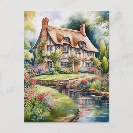 Engelse Cottage Briefkaart (Voorkant)