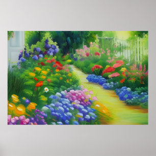 Engelse Cottage Flower Garden Poster