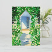 Engelse Cottage Garden Waterverf Party Kaart (Staand voorkant)