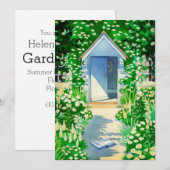 Engelse Cottage Garden Waterverf Party Kaart (Voorkant / Achterkant)