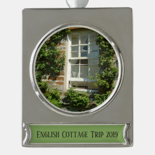 Engelse Cottage I Charmerend Verzilverd Banner Ornament
