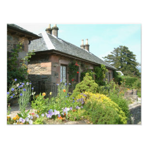 Engelse Cottage II met bloementuin fotografie Foto Afdruk