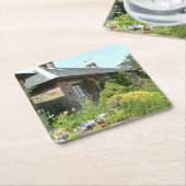 Engelse Cottage II met bloementuin fotografie Kartonnen Onderzetters (Schuin)