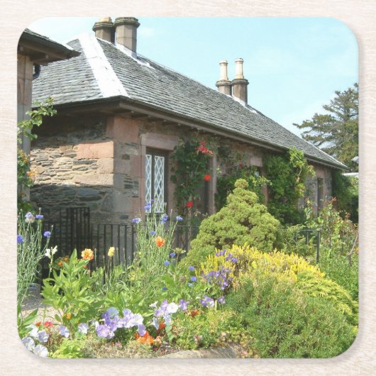 Engelse Cottage II met bloementuin fotografie Kartonnen Onderzetters (Voorkant)