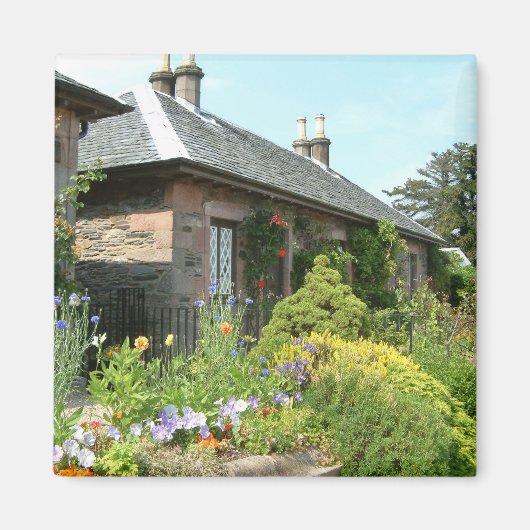 Engelse Cottage II met bloementuin fotografie Magneet (Voorkant)