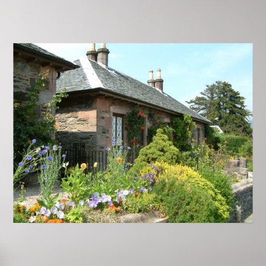 Engelse Cottage II met bloementuin fotografie Poster (Voorkant)