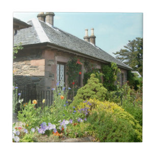 Engelse Cottage II met bloementuin fotografie Tegeltje