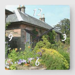 Engelse Cottage II met bloementuin fotografie Vierkante Klok