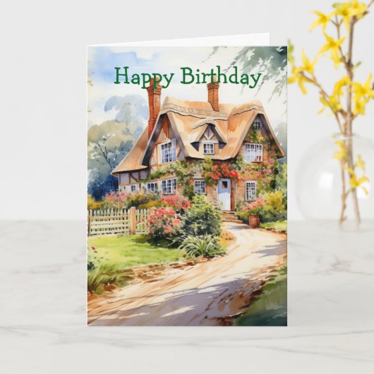 Engelse Cottage Kaart (Gele Bloem)