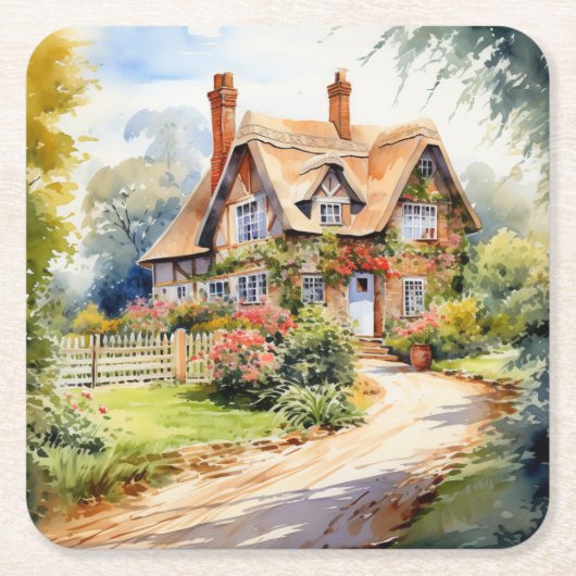 Engelse Cottage Kartonnen Onderzetters (Voorkant)