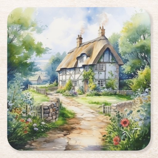 Engelse Cottage Kartonnen Onderzetters (Voorkant)