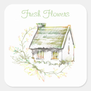 Engelse Cottage-stickers voor een thuisproduct Vierkante Sticker