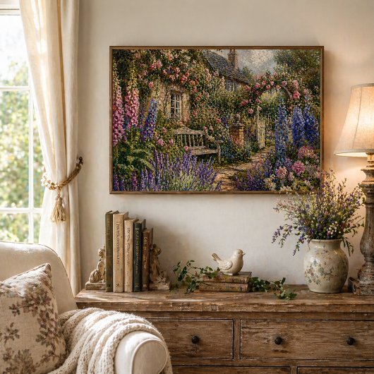 Engelse Cottage Tuin Romantische Bloemen Poster