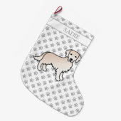 Engelse Cream Golden Retriever Cartoon Dog & Name Grote Kerstsok (Voorkant (Hangend))