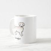 Engelse Cream Golden Retriever Cartoon Dog & Name Koffiemok (Voorkant links)