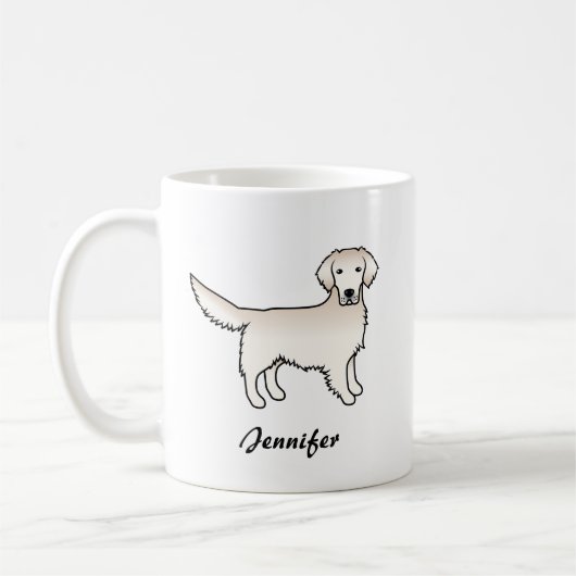 Engelse Cream Golden Retriever Cartoon Dog & Name Koffiemok (Links)