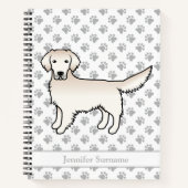 Engelse Cream Golden Retriever Cartoon Dog & Name Notitieboek (Voorkant)