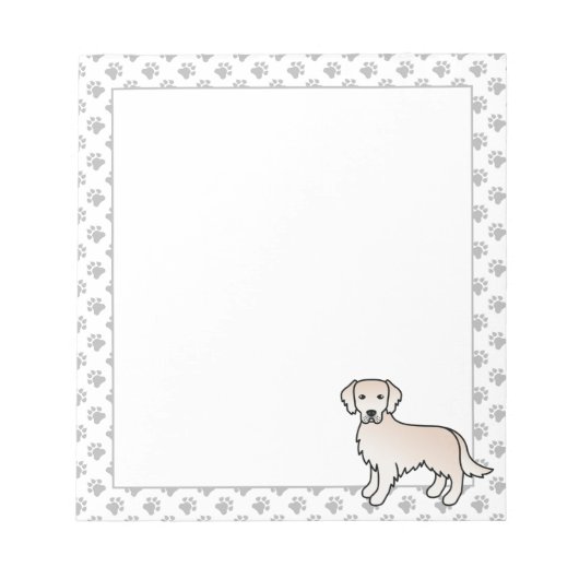 Engelse Cream Golden Retriever Cartoon Dog Notitieblok (Voorkant)