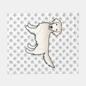 Engelse Cream Golden Retriever Cartoon Dog & Paws Fleece Deken (Voorkant (Horizontaal))