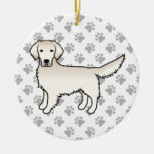 Engelse Cream Golden Retriever Cartoon Dog & Paws Keramisch Ornament (Voorkant)