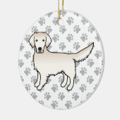 Engelse Cream Golden Retriever Cartoon Dog & Paws Keramisch Ornament (Links)