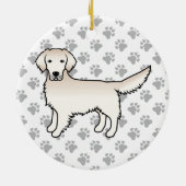 Engelse Cream Golden Retriever Cartoon Dog & Paws Keramisch Ornament (Achterkant)