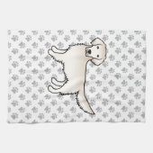 Engelse Cream Golden Retriever Cartoon Dog & Paws Theedoek (Horizontaal)