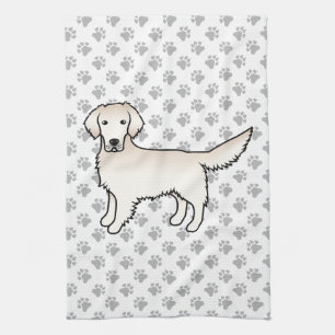 Engelse Cream Golden Retriever Cartoon Dog & Paws Theedoek