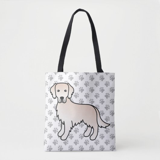 Engelse Cream Golden Retriever Cartoon Dog & Paws Tote Bag (Voorkant)