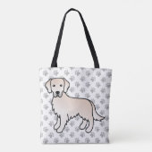 Engelse Cream Golden Retriever Cartoon Dog & Paws Tote Bag (Achterkant)