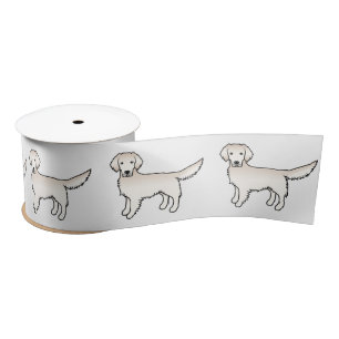 Engelse Cream Golden Retriever Cute Cartoon Dogs Satijnen Lint