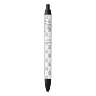 Engelse Cream Golden Retriever Dog & Custom Name Zwarte Inkt Pen