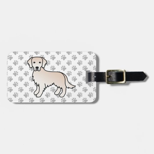 Engelse Cream Golden Retriever Dog & Custom Text Bagagelabel (Voorkant horizontaal)