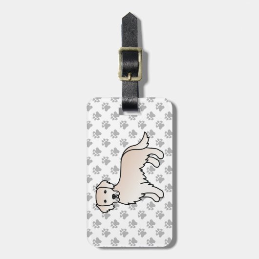 Engelse Cream Golden Retriever Dog & Custom Text Bagagelabel (Voorkant verticaal)