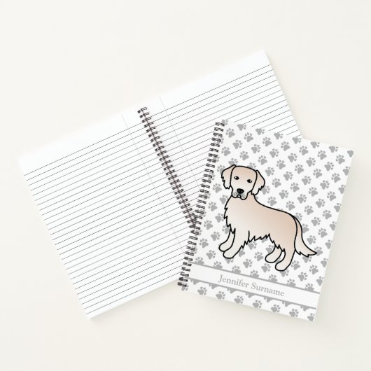 Engelse Cream Golden Retriever Dog & Custom Text Notitieboek (Binnen)